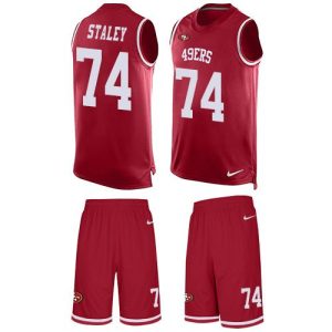 Impressive 49ers #74 Joe Staley Red Team Color Men's Stitched NFL Limited Tank Top Suit Jersey