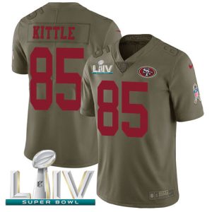 Delightful 49ers #85 George Kittle Olive Super Bowl LIV 2020 Men's Stitched NFL Limited 2017 Salute To Service Jersey