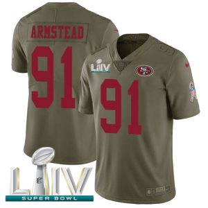 Outstanding 49ers #91 Arik Armstead Olive Super Bowl LIV 2020 Men's Stitched NFL Limited 2017 Salute To Service Jersey