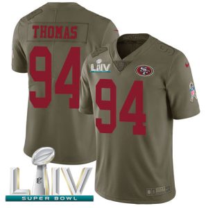 Impressive 49ers #94 Solomon Thomas Olive Super Bowl LIV 2020 Men's Stitched NFL Limited 2017 Salute To Service Jersey