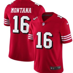 Delightful 49ers #16 Joe Montana Red Team Color Men's Stitched NFL Vapor Untouchable Limited II Jersey