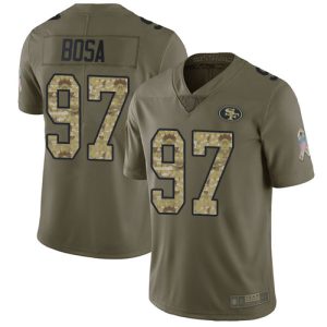 Superb 49ers #97 Nick Bosa Olive/Camo Men's Stitched NFL Limited 2017 Salute To Service Jersey