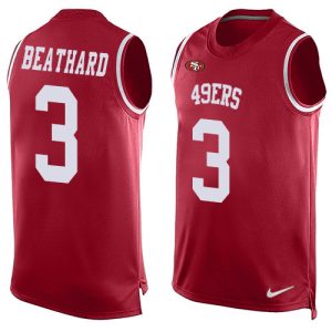 Delightful 49ers #3 C.J. Beathard Red Team Color Men's Stitched NFL Limited Tank Top Jersey
