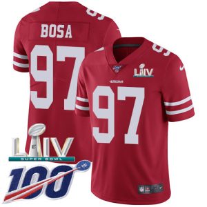 Amazing 49ers #97 Nick Bosa Red Super Bowl LIV 2020 Team Color Men's Stitched NFL 100th Season Vapor Limited Jersey