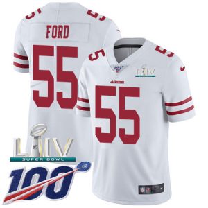 Impressive 49ers #55 Dee Ford White Super Bowl LIV 2020 Men's Stitched NFL 100th Season Vapor Limited Jersey