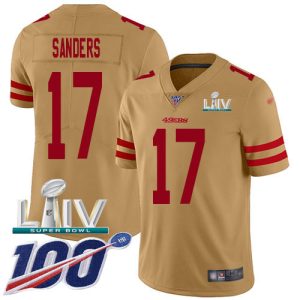 Exceptional 49ers #17 Emmanuel Sanders Gold Super Bowl LIV 2020 Men's Stitched NFL Limited Inverted Legend 100th Season Jersey