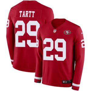 Impressive 49ers #29 Jaquiski Tartt Red Team Color Men's Stitched NFL Limited Therma Long Sleeve Jersey