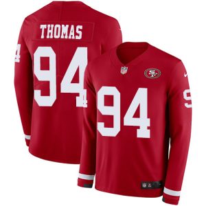 Outstanding 49ers #94 Solomon Thomas Red Team Color Men's Stitched NFL Limited Therma Long Sleeve Jersey