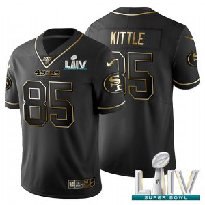 Outstanding San Francisco 49ers #85 George Kittle Men's Black Golden Super Bowl LIV 2020 Limited NFL 100 Jersey