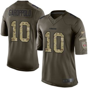 Finest 49ers #10 Jimmy Garoppolo Green Men's Stitched NFL Limited 2015 Salute To Service Jersey