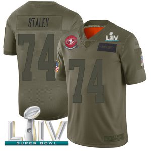 Outstanding 49ers #74 Joe Staley Camo Super Bowl LIV 2020 Men's Stitched NFL Limited 2019 Salute To Service Jersey