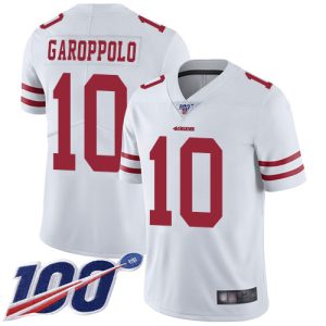 Impressive 49ers #10 Jimmy Garoppolo White Men's Stitched NFL 100th Season Vapor Limited Jersey