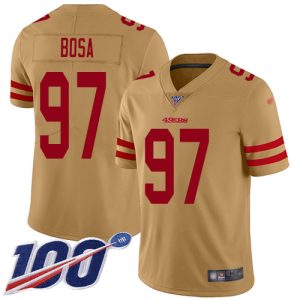 Impressive 49ers #97 Nick Bosa Gold Men's Stitched NFL Limited Inverted Legend 100th Season Jersey