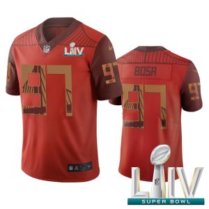 Superb San Francisco 49ers #97 Nick Bosa Orange Super Bowl LIV 2020 Vapor Limited City Edition NFL Jersey