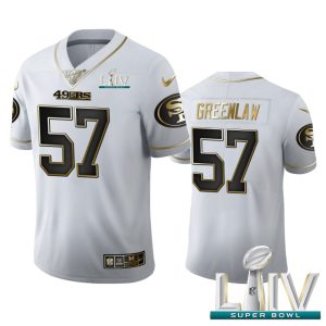 Fantastic San Francisco 49ers #57 Dre Greenlaw Men's White Golden Super Bowl LIV 2020 Edition Vapor Limited NFL 100 Jersey