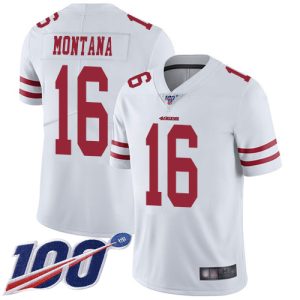 High - quality 49ers #16 Joe Montana White Men's Stitched NFL 100th Season Vapor Limited Jersey