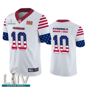 High - quality San Francisco 49ers #10 Jimmy Garoppolo White Super Bowl LIV 2020 Men's Team Logo USA Flag Vapor Untouchable Limited NFL Jersey