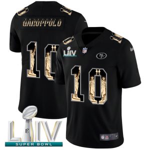 Delightful San Francisco 49ers #10 Jimmy Garoppolo Carbon Black Super Bowl LIV 2020 Vapor Statue Of Liberty Limited NFL Jersey