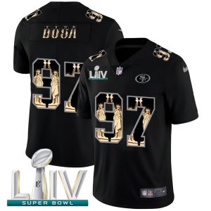 High - quality San Francisco 49ers #97 Nick Bosa Carbon Black Super Bowl LIV 2020 Vapor Statue Of Liberty Limited NFL Jersey