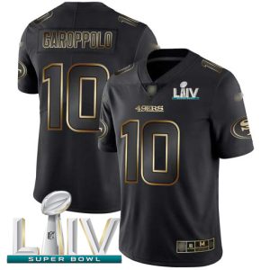 Superb 49ers #10 Jimmy Garoppolo Black/Gold Super Bowl LIV 2020 Men's Stitched NFL Vapor Untouchable Limited Jersey