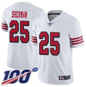 Impressive 49ers #25 Richard Sherman White Rush Men's Stitched NFL Limited 100th Season Jersey