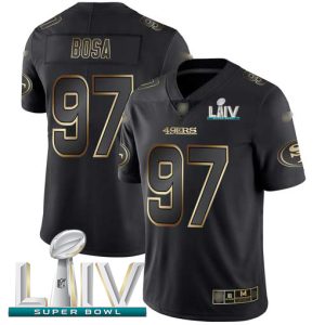 Delightful 49ers #97 Nick Bosa Black/Gold Super Bowl LIV 2020 Men's Stitched NFL Vapor Untouchable Limited Jersey