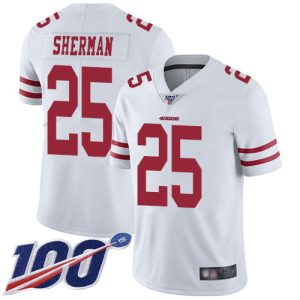 Superb 49ers #25 Richard Sherman White Men's Stitched NFL 100th Season Vapor Limited Jersey