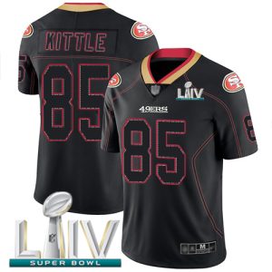 High - quality 49ers #85 George Kittle Lights Out Black Super Bowl LIV 2020 Men's Stitched NFL Limited Rush Jersey