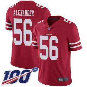 Exceptional 49ers #56 Kwon Alexander Red Team Color Men's Stitched NFL 100th Season Vapor Limited Jersey