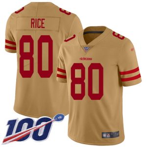 Impressive 49ers #80 Jerry Rice Gold Men's Stitched NFL Limited Inverted Legend 100th Season Jersey