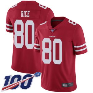 Impressive 49ers #80 Jerry Rice Red Team Color Men's Stitched NFL 100th Season Vapor Limited Jersey