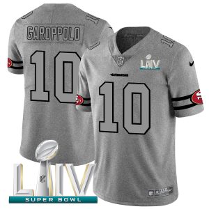 Delightful San Francisco 49ers #10 Jimmy Garoppolo Men's Gray Super Bowl LIV 2020 Gridiron II Vapor Untouchable Limited NFL Jersey