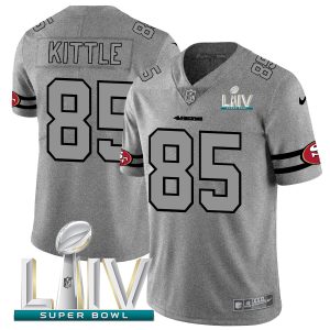 Delightful San Francisco 49ers #85 George Kittle Men's Gray Super Bowl LIV 2020 Gridiron II Vapor Untouchable Limited NFL Jersey