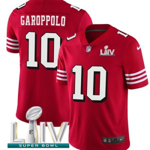 Amazing 49ers #10 Jimmy Garoppolo Red Super Bowl LIV 2020 Team Color Men's Stitched NFL Vapor Untouchable Limited II Jersey