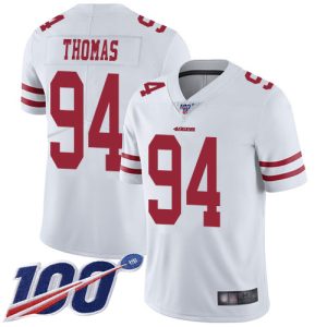 Superb 49ers #94 Solomon Thomas White Men's Stitched NFL 100th Season Vapor Limited Jersey