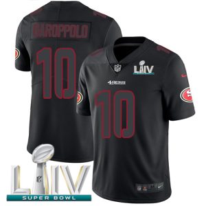 Superb 49ers #10 Jimmy Garoppolo Black Super Bowl LIV 2020 Men's Stitched NFL Limited Rush Impact Jersey
