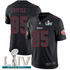 Amazing 49ers #85 George Kittle Black Super Bowl LIV 2020 Men's Stitched NFL Limited Rush Impact Jersey