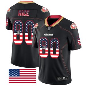 Superb 49ers #80 Jerry Rice Black Men's Stitched NFL Limited Rush USA Flag Jersey