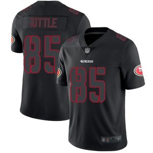 Delightful 49ers #85 George Kittle Black Men's Stitched NFL Limited Rush Impact Jersey