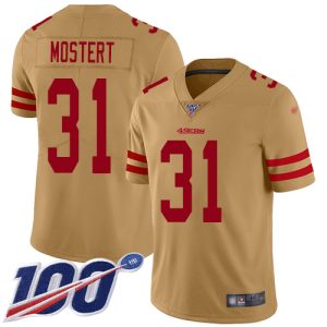Outstanding 49ers #31 Raheem Mostert Gold Men's Stitched NFL Limited Inverted Legend 100th Season Jersey
