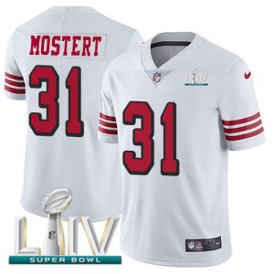 Delightful 49ers #31 Raheem Mostert White Super Bowl LIV 2020 Men's Stitched NFL Limited Rush Jersey