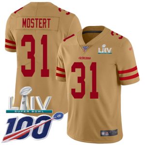Outstanding 49ers #31 Raheem Mostert Gold Super Bowl LIV 2020 Men's Stitched NFL Limited Inverted Legend 100th Season Jersey