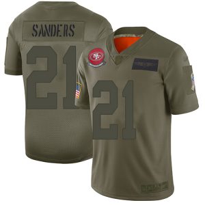 Exceptional 49ers #21 Deion Sanders Camo Men's Stitched NFL Limited 2019 Salute To Service Jersey
