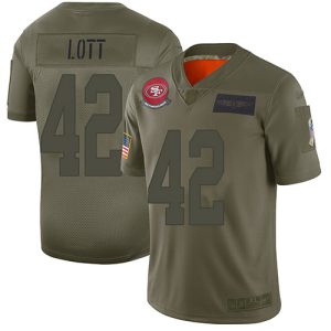 Impressive 49ers #42 Ronnie Lott Camo Men's Stitched NFL Limited 2019 Salute To Service Jersey