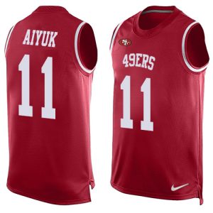 Delightful 49ers #11 Brandon Aiyuk Red Team Color Men's Stitched NFL Limited Tank Top Jersey