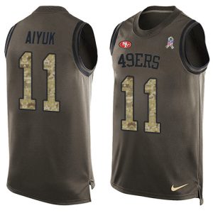 Outstanding 49ers #11 Brandon Aiyuk Green Men's Stitched NFL Limited Salute To Service Tank Top Jersey