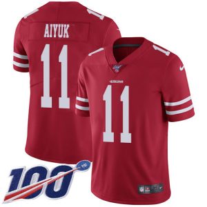Fantastic 49ers #11 Brandon Aiyuk Red Team Color Men's Stitched NFL 100th Season Vapor Untouchable Limited Jersey