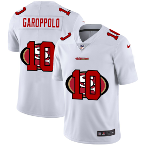 Fantastic San Francisco 49ers #10 Jimmy Garoppolo White Men's Team Logo Dual Overlap Limited NFL Jersey