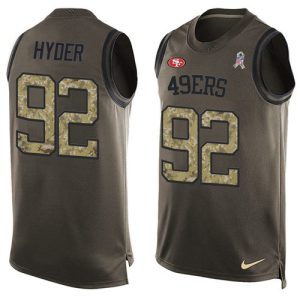 Outstanding 49ers #92 Kerry Hyder Green Men's Stitched NFL Limited Salute To Service Tank Top Jersey