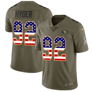 Delightful 49ers #92 Kerry Hyder Olive/USA Flag Men's Stitched NFL Limited 2017 Salute To Service Jersey